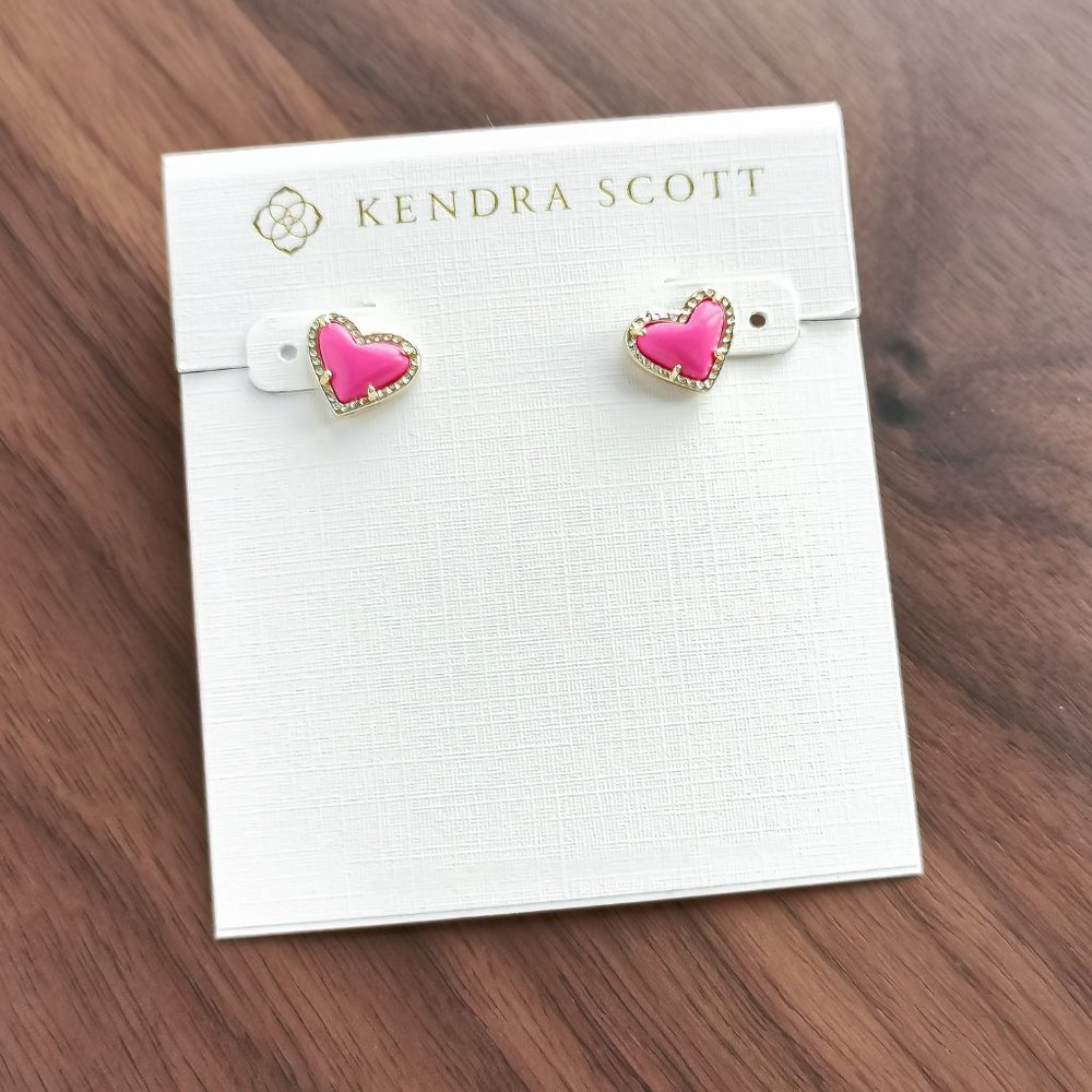 Pink Magenta Ari Heart Gold Earrings Kendra Scott